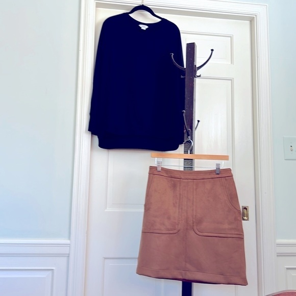 Chic Suedette Shift Mini Skirt NEW Size 6 British Tan Classic Shift Skirt - Picture 2 of 11